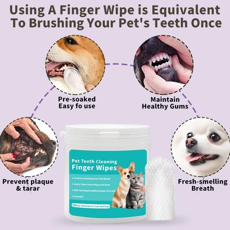 Gentle Dental Finger Wipes For Pets (Set of 50)🌟